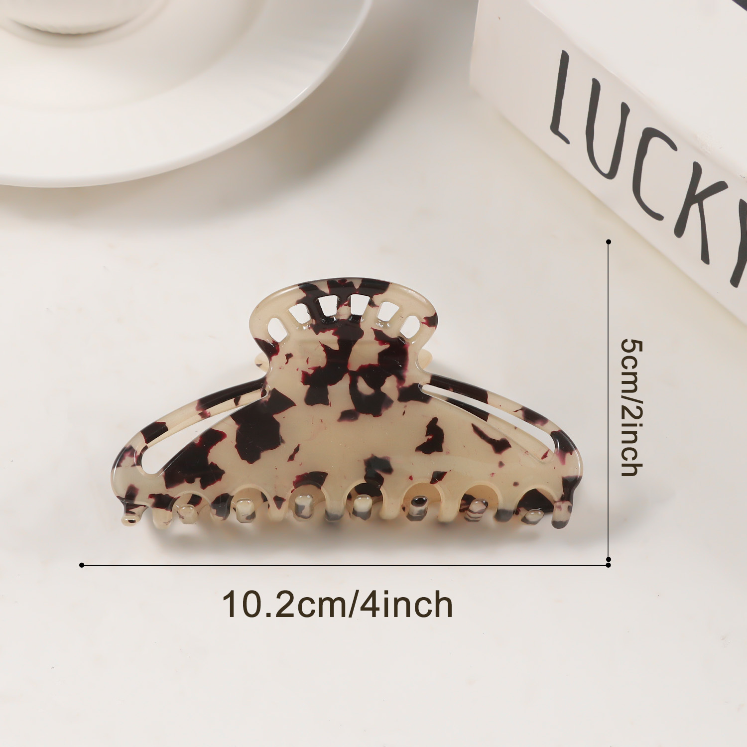 Leopard Amber Solid Color Hollow-out PVC Hair Claw Clip - Image 8