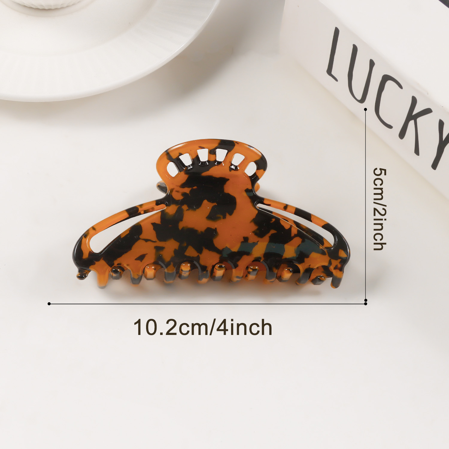 Leopard Amber Solid Color Hollow-out PVC Hair Claw Clip - Image 7