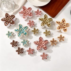 Leopard Flower Shape PS 7.9cm Hair Claw Clip