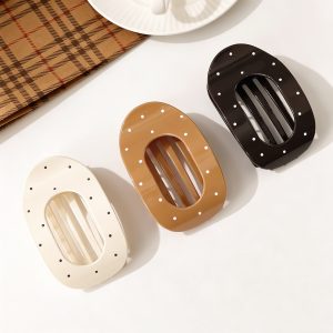 Small Polka Dot Oval Duckbill Hair Clip