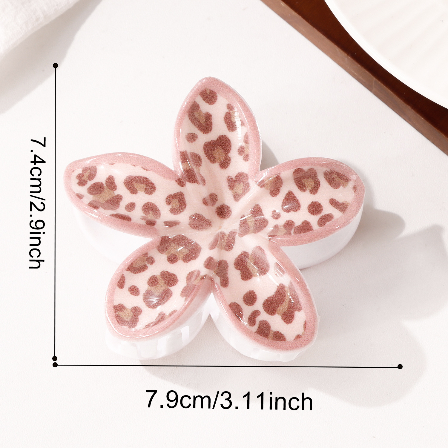 Leopard Flower Shape PS 7.9cm Hair Claw Clip - Image 7