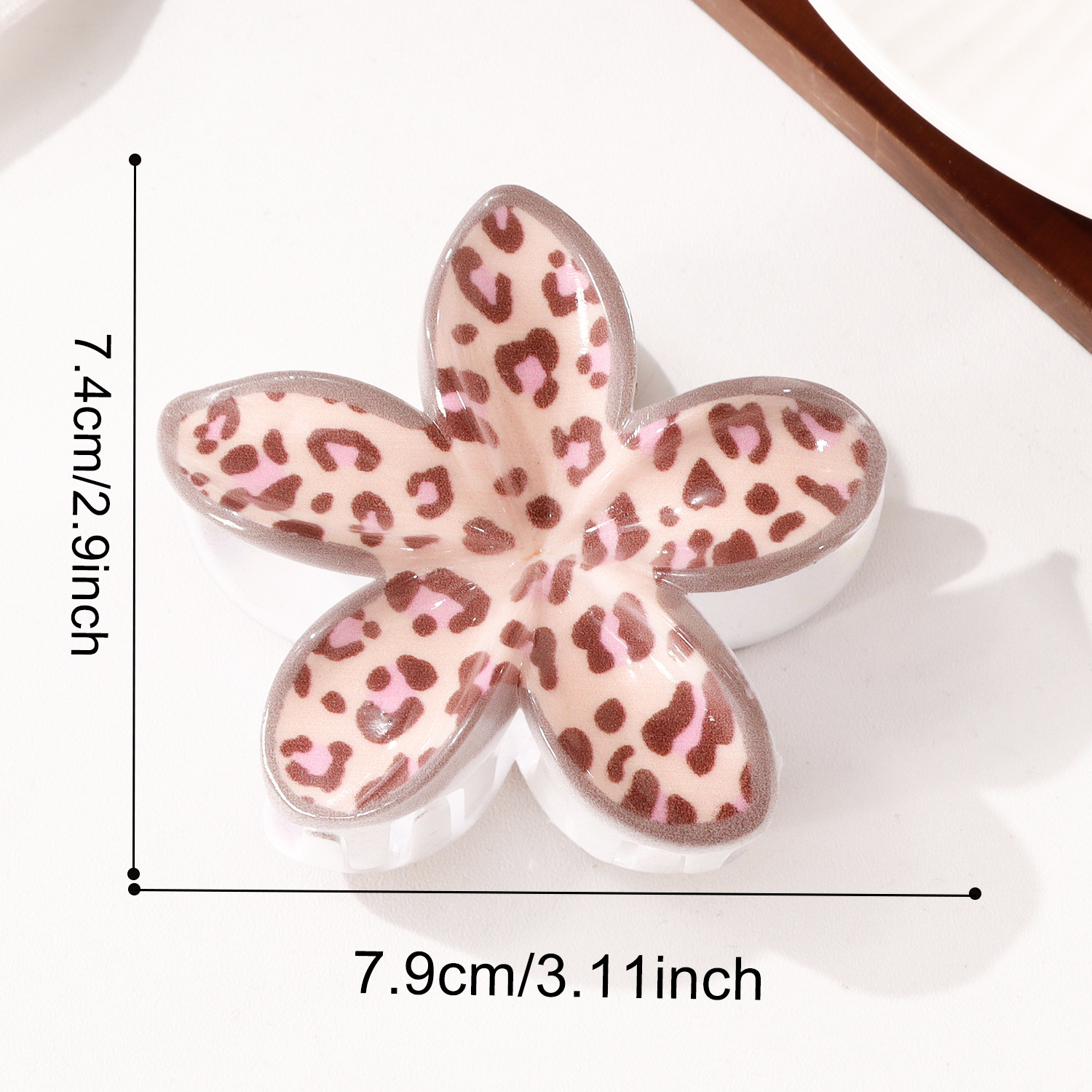 Leopard Flower Shape PS 7.9cm Hair Claw Clip - Image 8