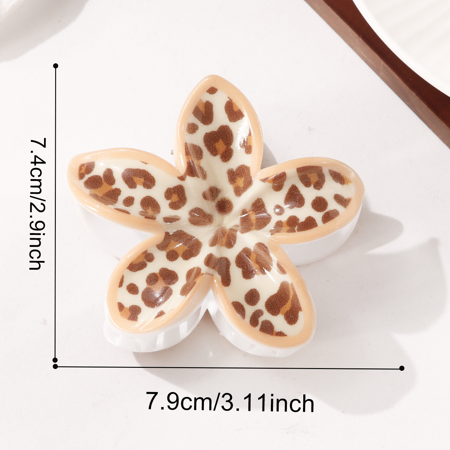 Leopard Flower Shape PS 7.9cm Hair Claw Clip - Image 5
