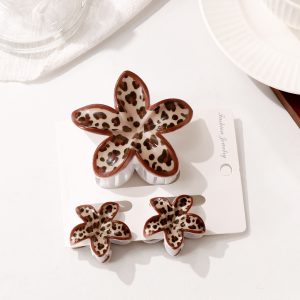Leopard Flower Shape PS Hair Claw Clip Set
